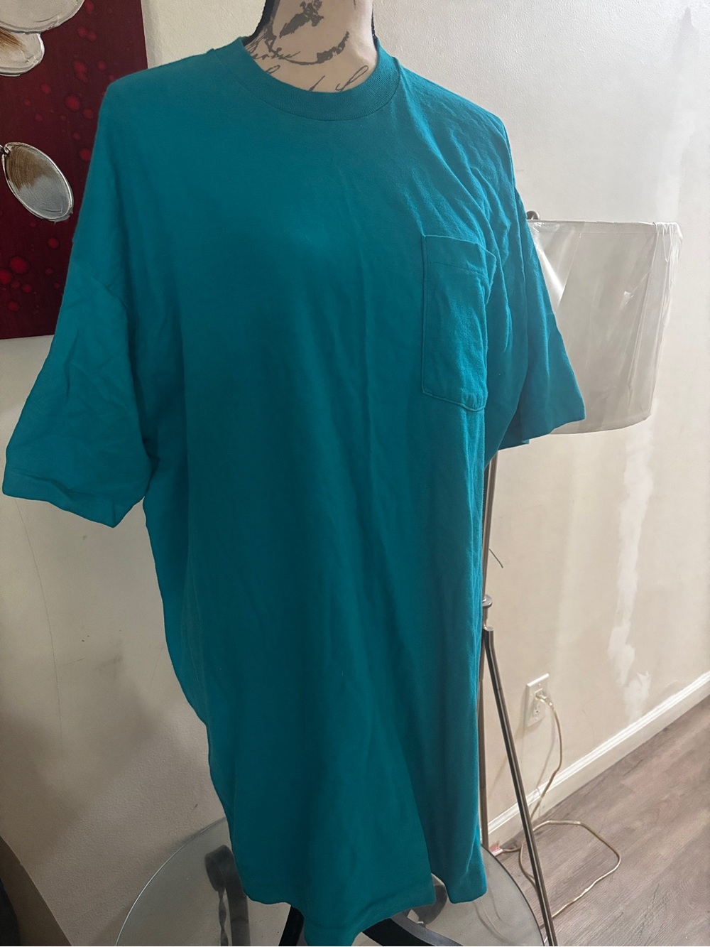 Mens Teal Pocket T‑Shirt